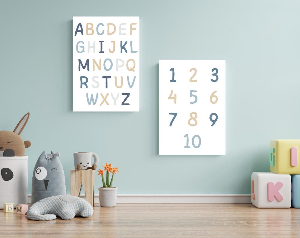 Affiche Alphabet et nombres Colorée pour Apprendre les Lettres | Décoration Murale Enfant