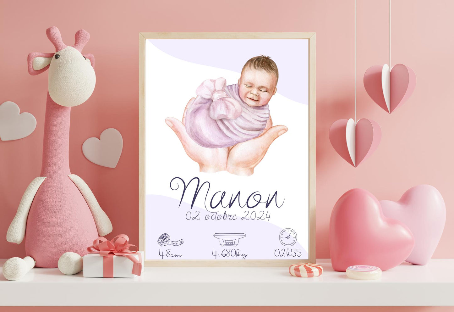 Affiche de Naissance Illustrée | Célébrez l'Arrivée de Votre Bébé