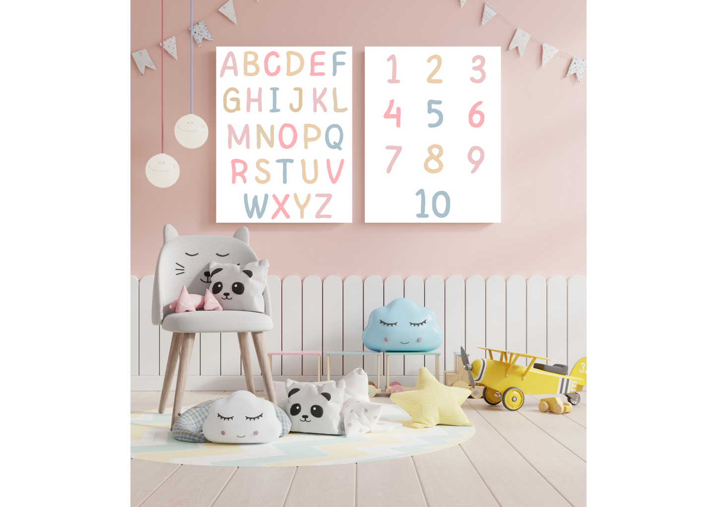 Affiche Alphabet et nombres Colorée pour Apprendre les Lettres | Décoration Murale Enfant
