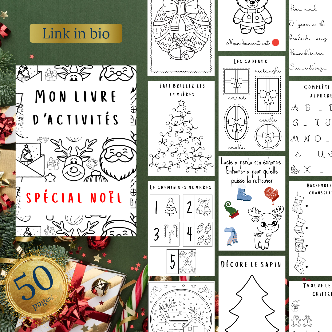 Livre de Coloriage et Activités de Noël pour Enfants – Format PDF à Imprimer