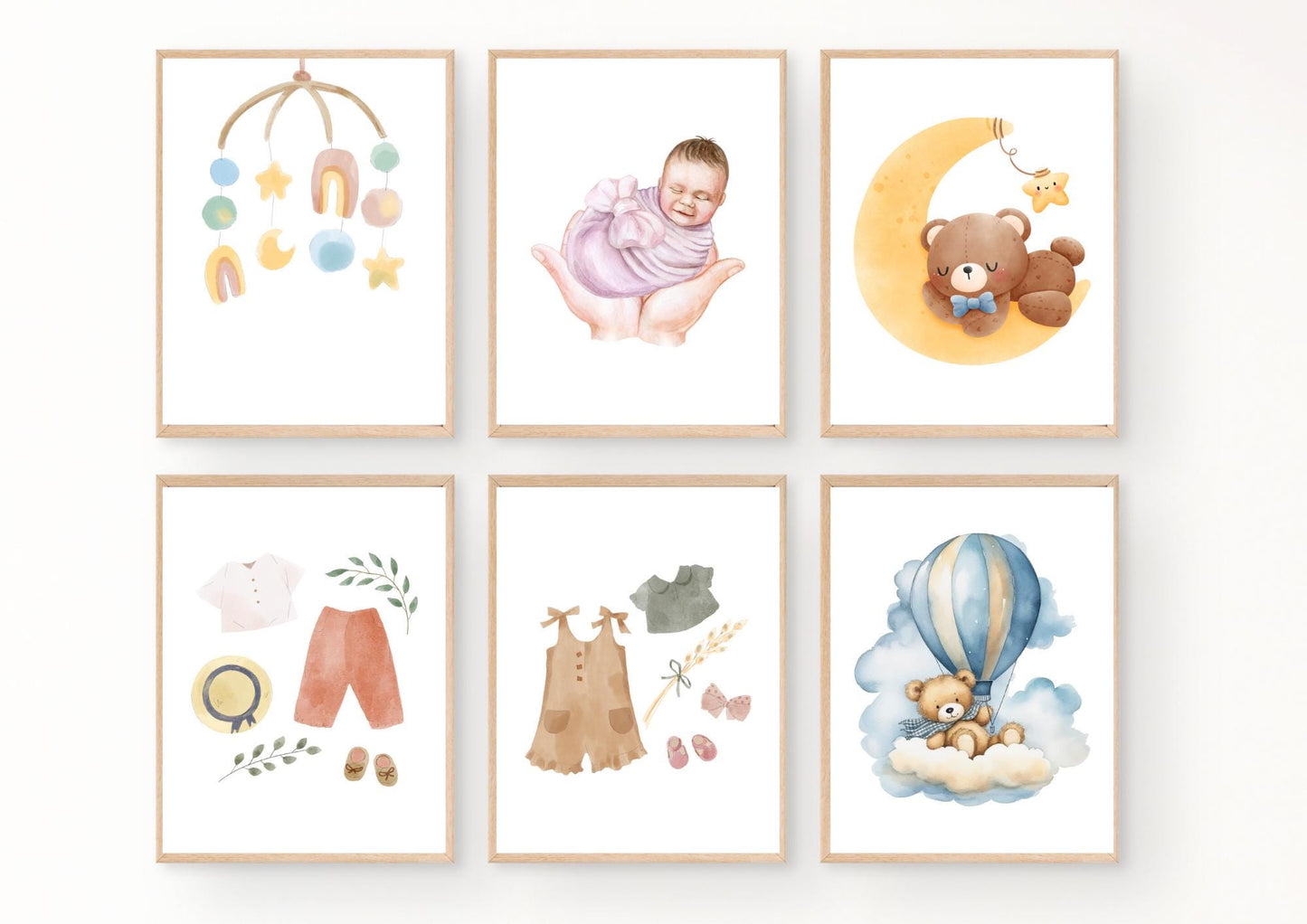 Lot de 3 Affiches Personnalisées pour Bébé | Affiche de Naissance + Affiches Alphabet et Nombres